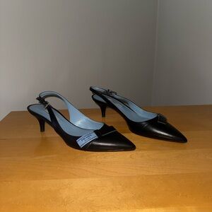 Prada Black Slingback Heels